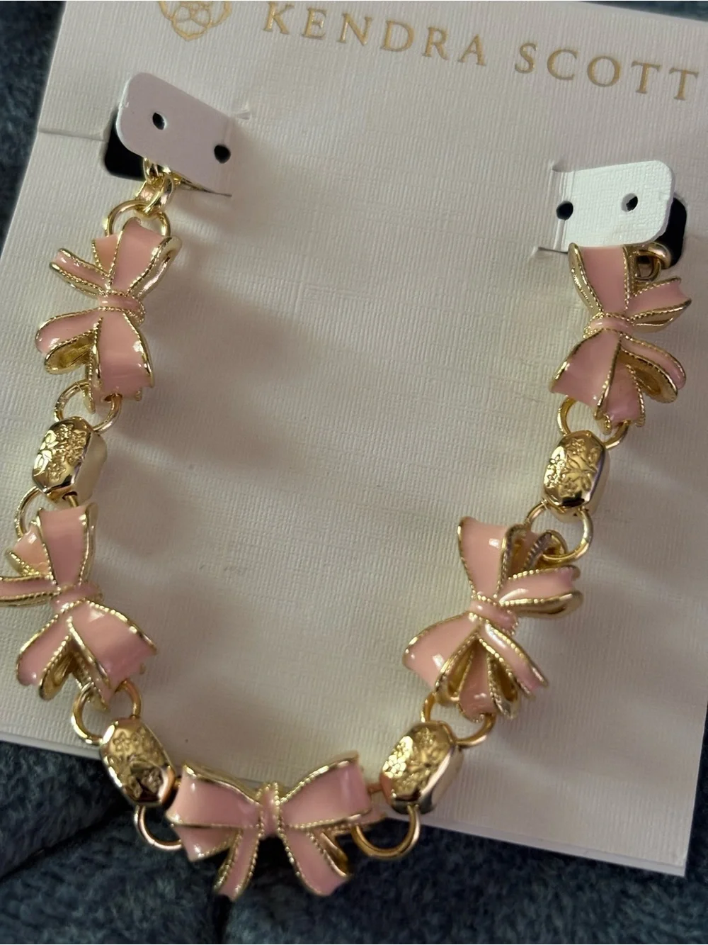Kendra Scott Pink Enamel Bow Link Bracelet